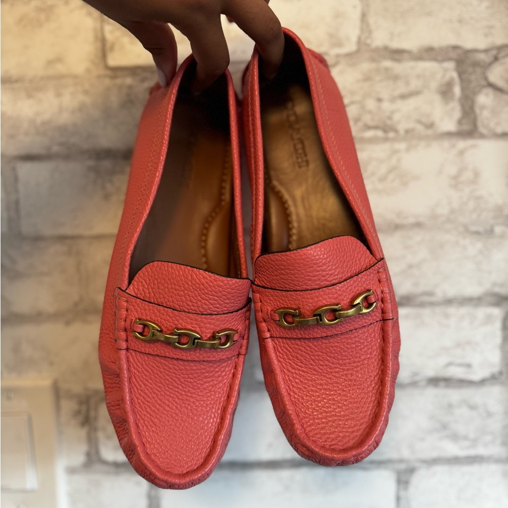 Coach Coral Loafers with Gold Accent
